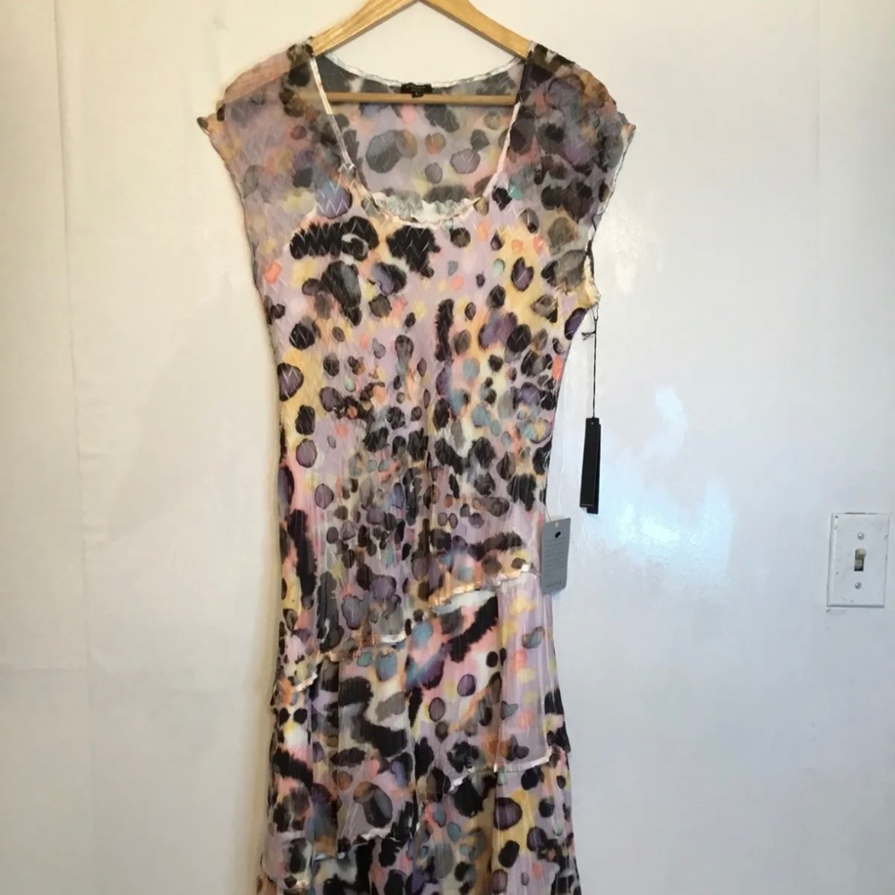 Komarov Cap Sleeve Midi Dress: Size L: Multi (340)